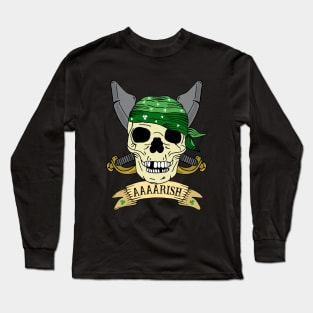 Funny Irish Pirate Skull Character Long Sleeve T-Shirt